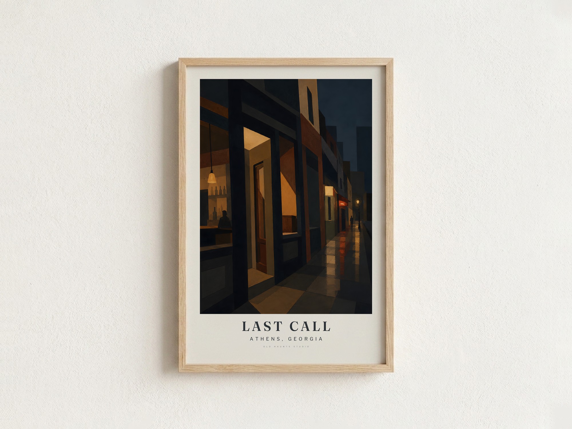 LAST CALL som indrammet plakat på en væg