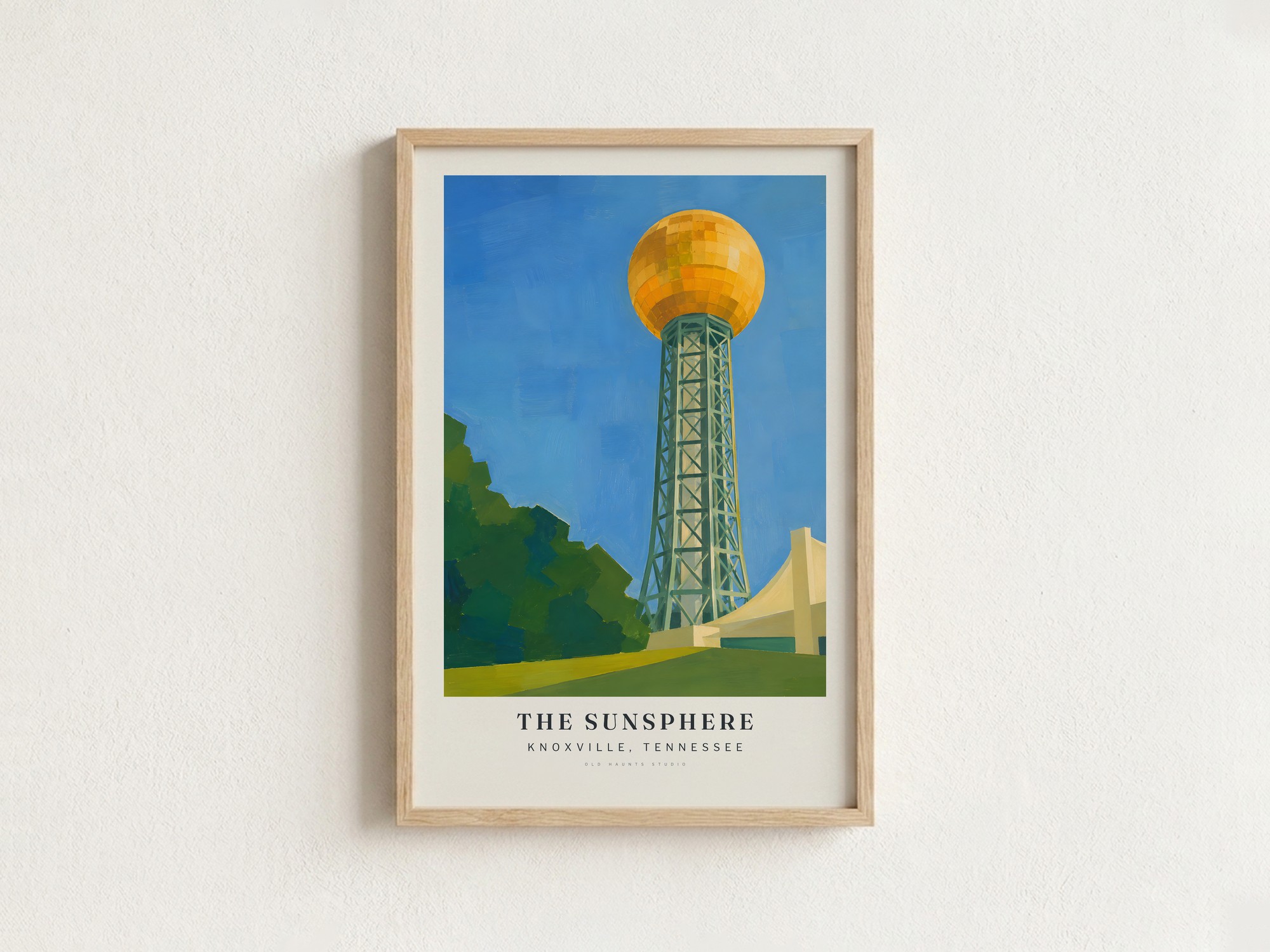 THE SUNSPHERE som indrammet plakat på en væg