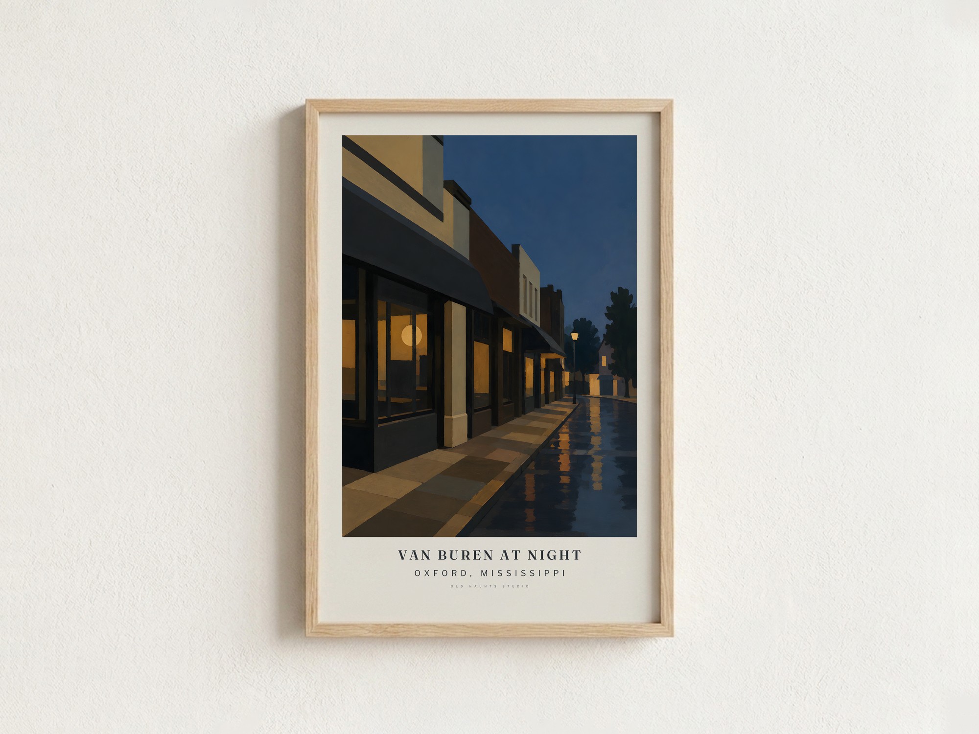 VAN BUREN AT NIGHT som indrammet plakat på en væg